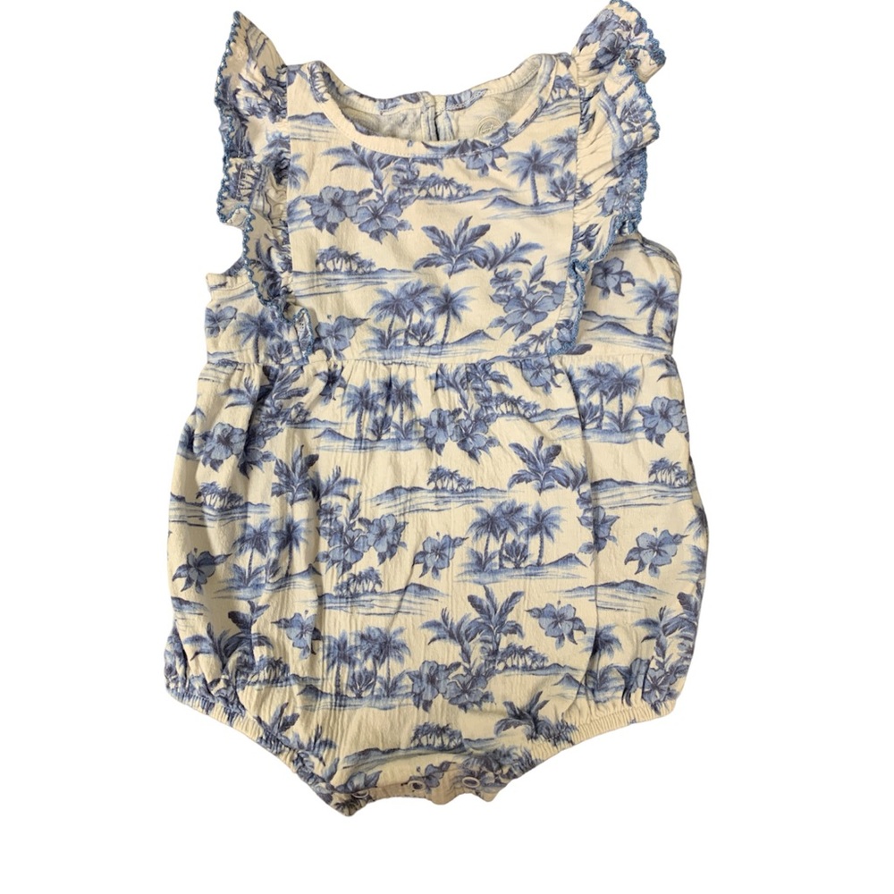 Baby girl blue & white ruffled romper